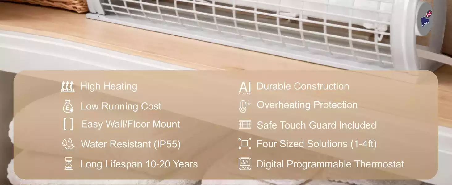 Morris 3ft tube heater with thermostat and guard set main 2